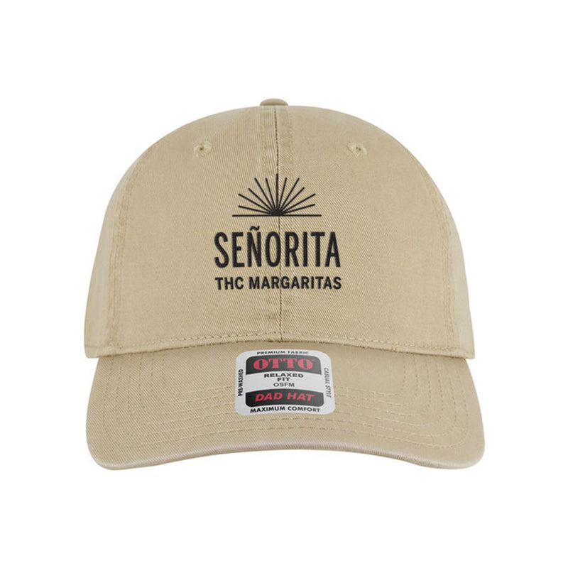 senorita-thc-drinks-margaritas-merch-baseball-hat-relaxed-fit-brown-tan-dad-hat-casual