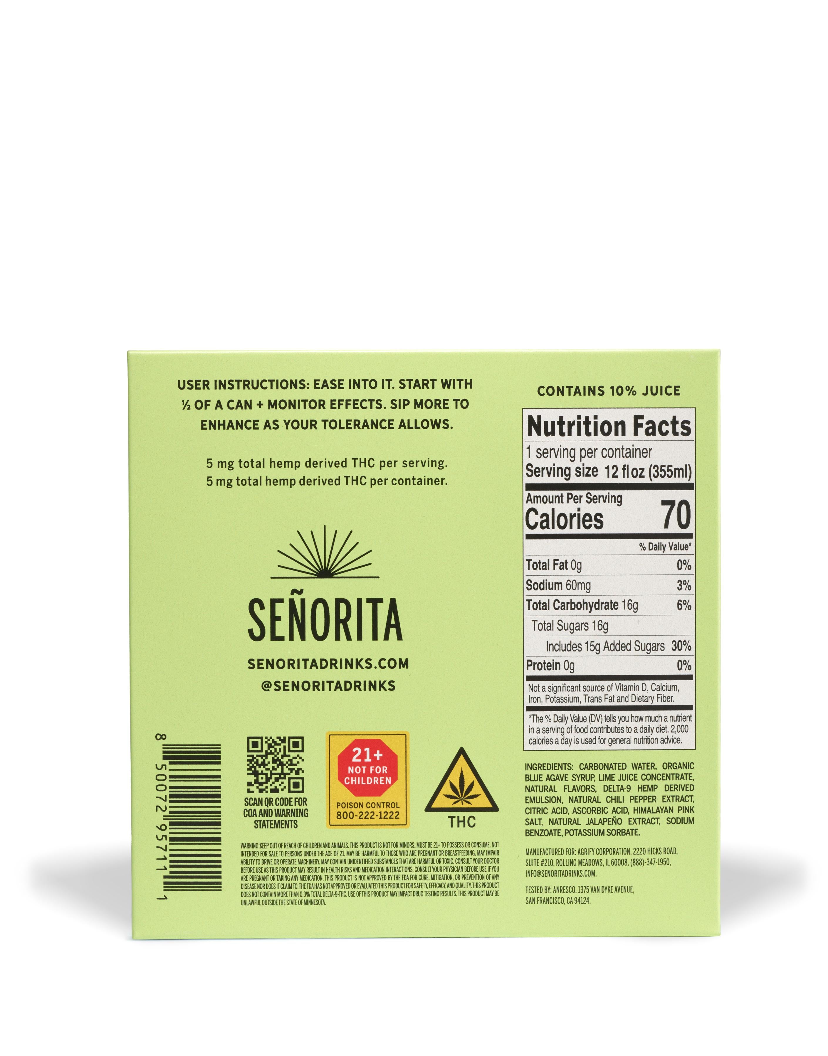 THC Margarita - 5 mg and 10 mg THC-Infused Lime Margarita